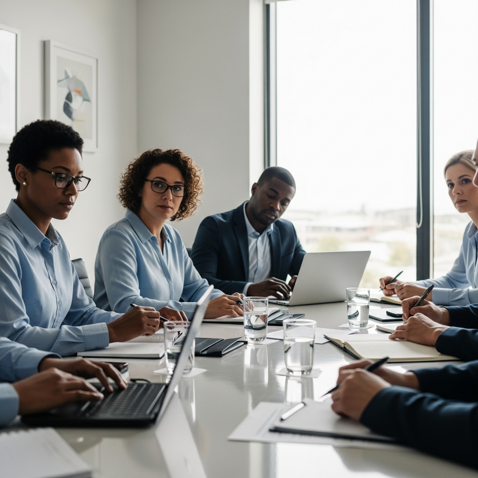 An international meeting of workplace safety officials discussing stress management strategies