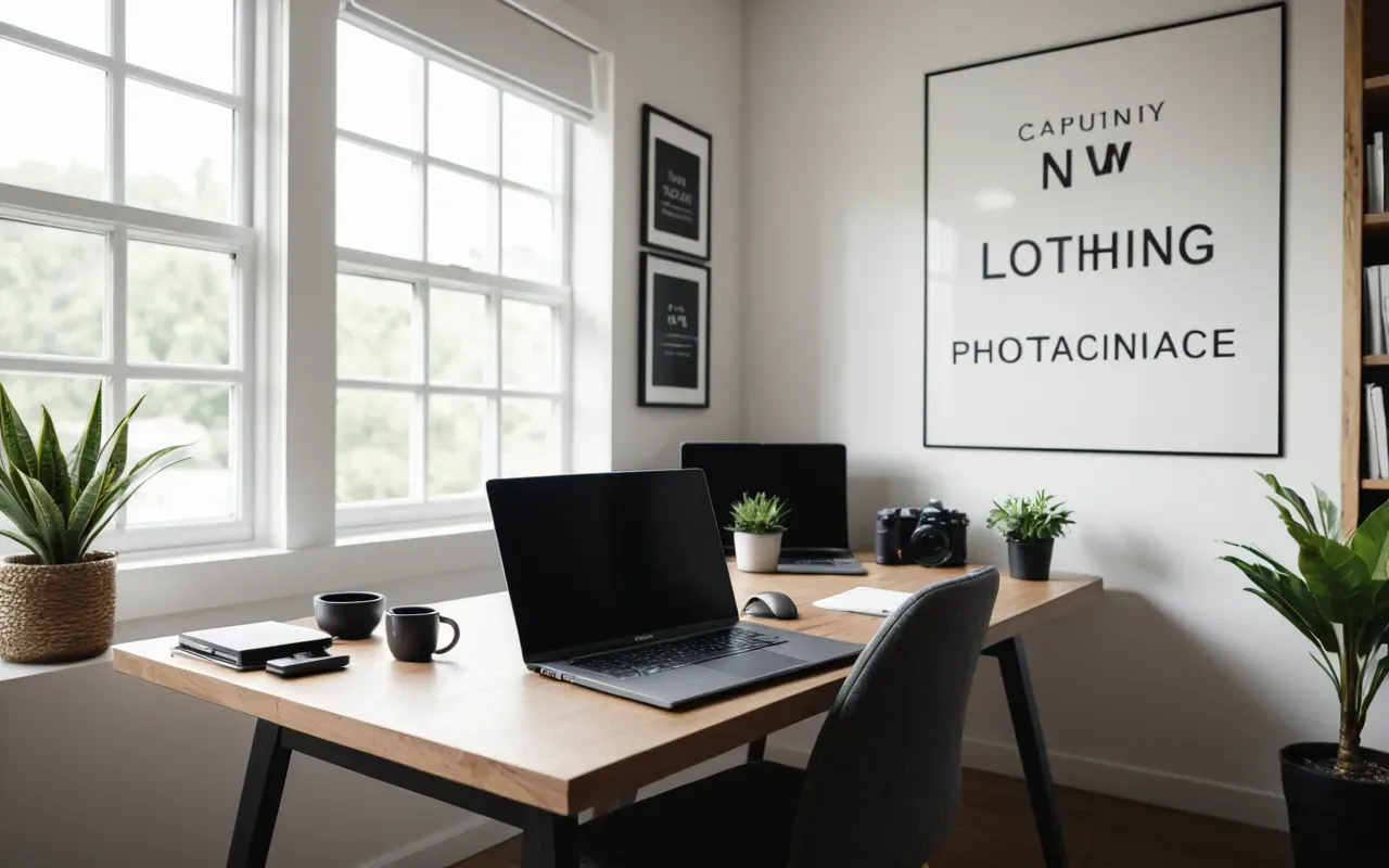 healthy workspace balance A bright and airy modern home office with large windows letting in natural sunlight. A desk is neatly organized with a laptop closed and a plant on the corner. The atmosphere feels calm and restorative, suggesting a healthy break from work where someone has stepped away to breathe and reset their mind.