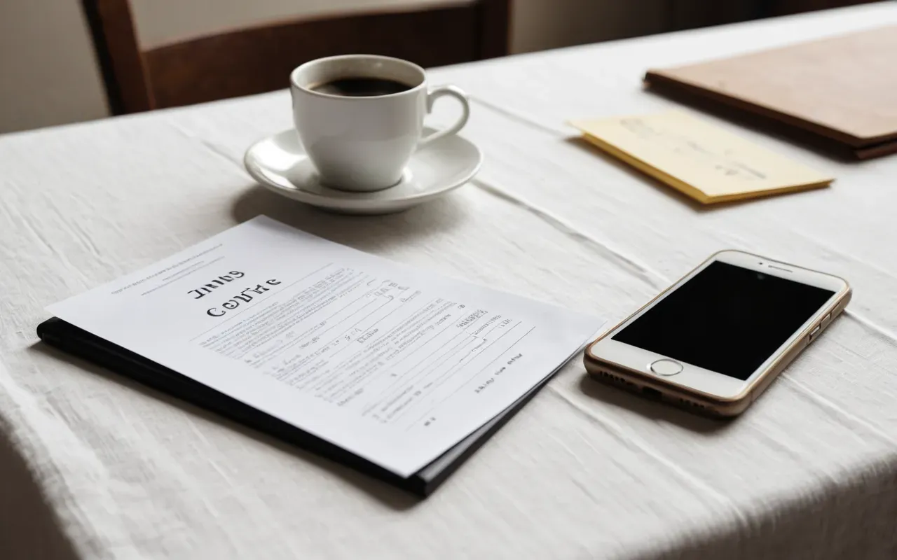 find humor daily struggles spill Editorial still life of a spilled cup of coffee on a clean white tablecloth next to a neat stack of papers and a smartphone, soft diffused natural lighting highlighting the texture of the liquid stain against the bright fabric.