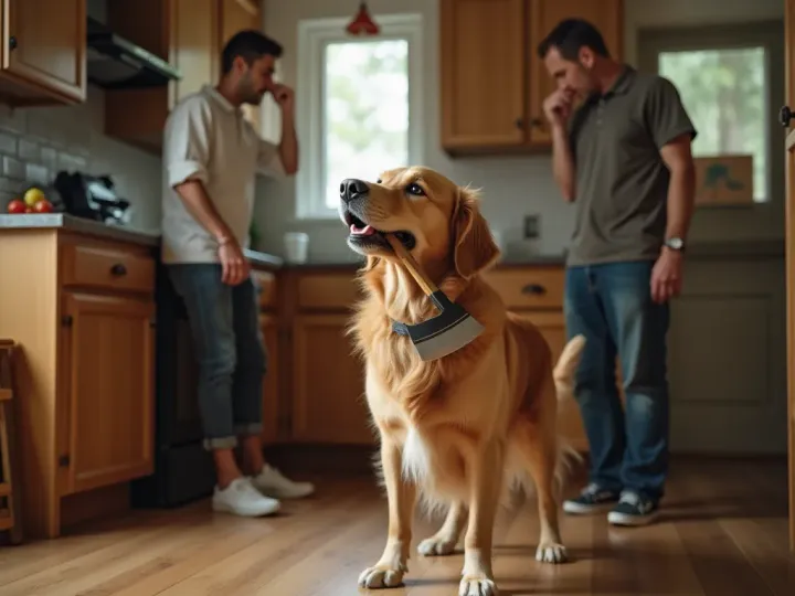 A dog handed an axe to a man being hit with a basin and the internet exploded